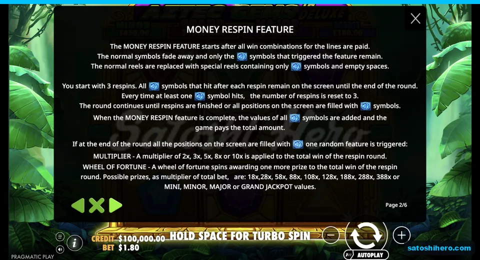 Rules explain four-coin respin and reset counter