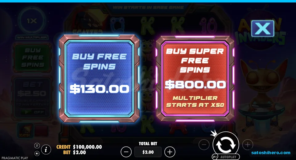 Buy menu opens at the $2.00 stake