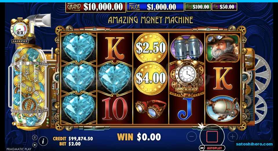 Money coins land beside stacked blue wilds
