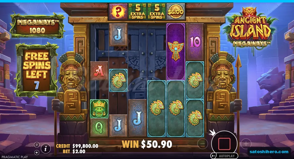 Free spins show $50.90 running win
