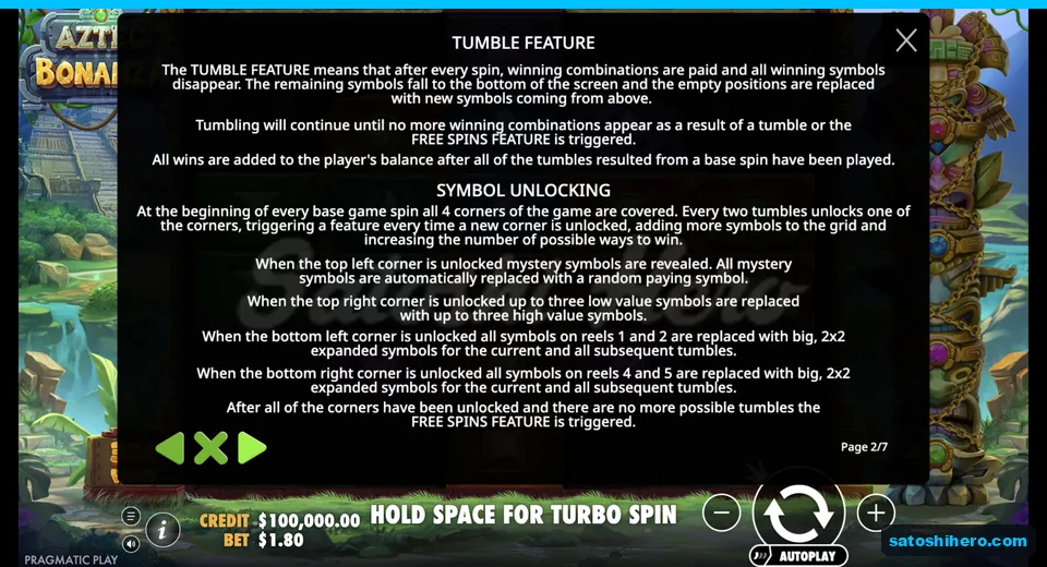 Rules page explains tumbles and corner unlocks