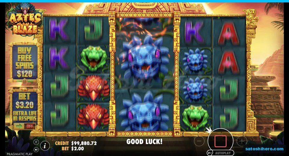 Blue monster symbol lands across the middle reels