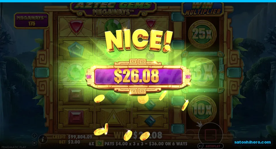 Nice win resolves with green gems and 3x