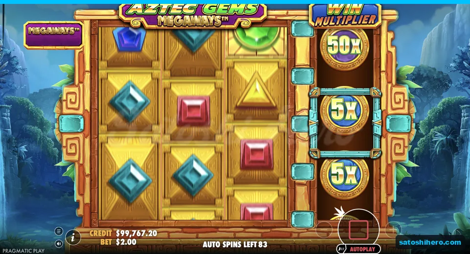 Multiplier reel shows 50x above two 5x values