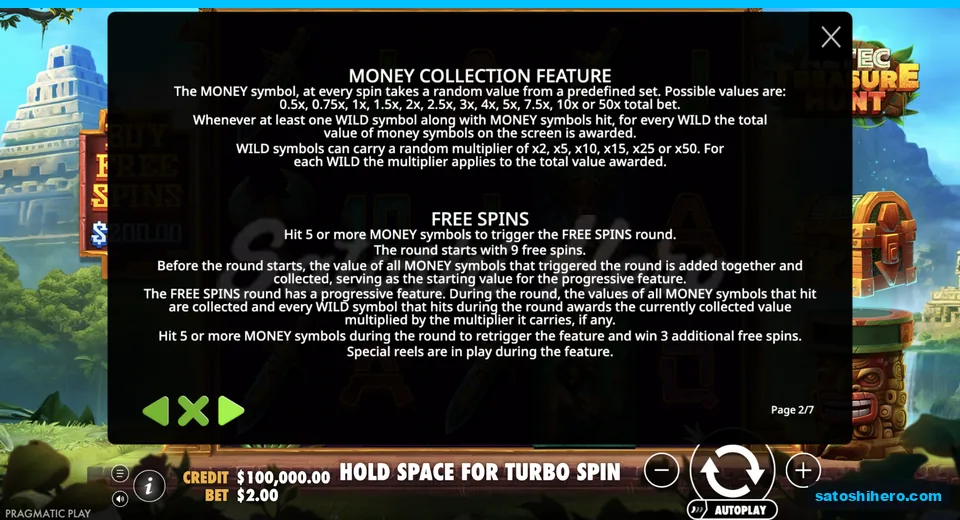 Rules page explains wild awards and nine free spins