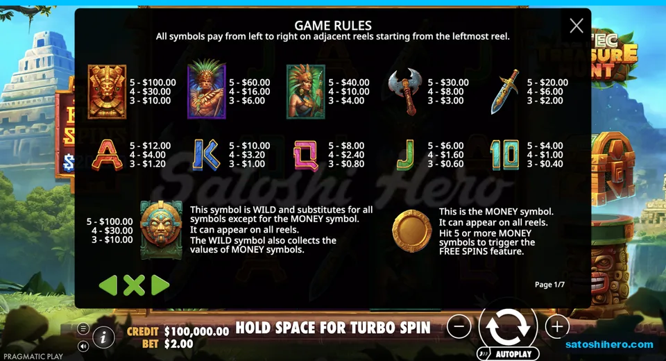Paytable lists idol warriors axe and dagger values