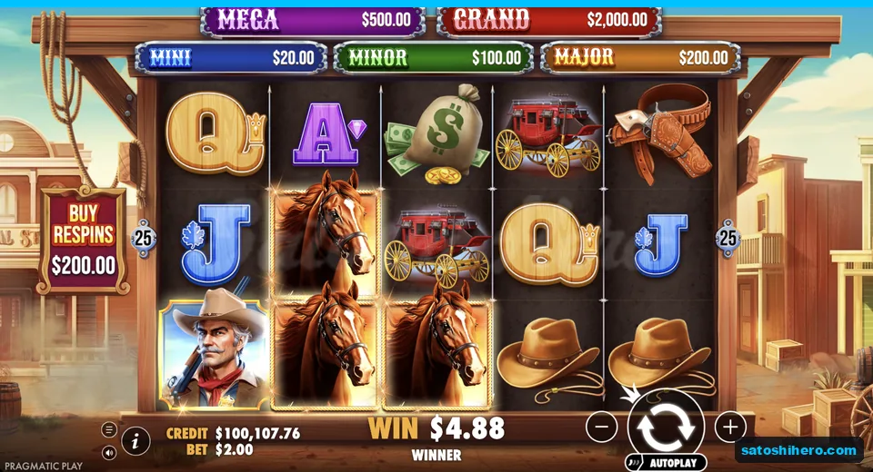 Line win resolves with three horse Wilds