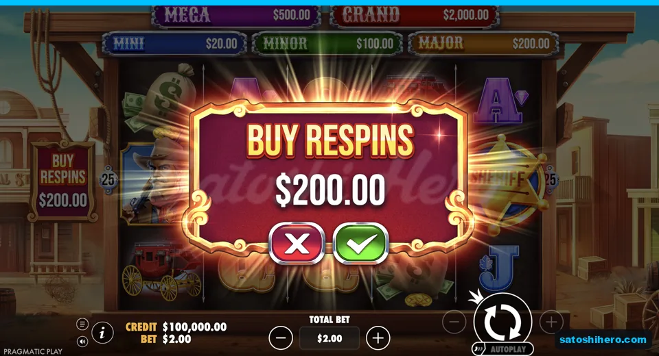 Buy menu opens at the $2.00 stake