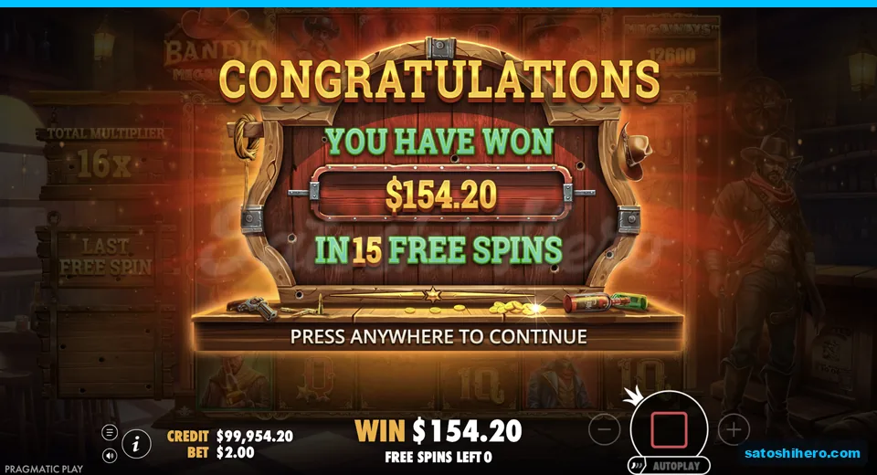 Congratulations screen shows one hundred fifty four dollars