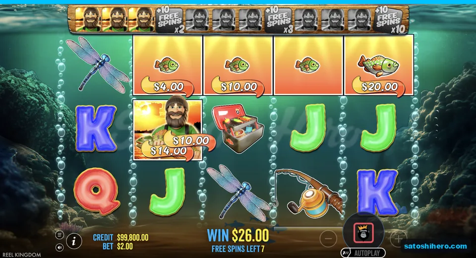 Fisherman collects fish during bought free spins