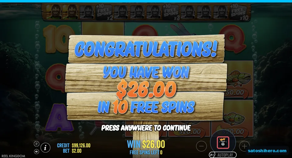 Collect sign shows $26.00 from Super Free Spins