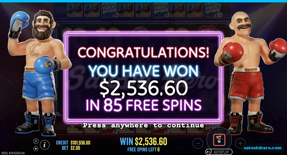 Collect screen shows 2536.60 dollars over 85 spins