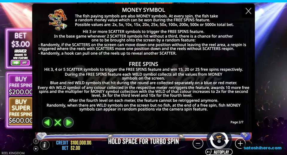 Money fish rule shows values from 2x upward