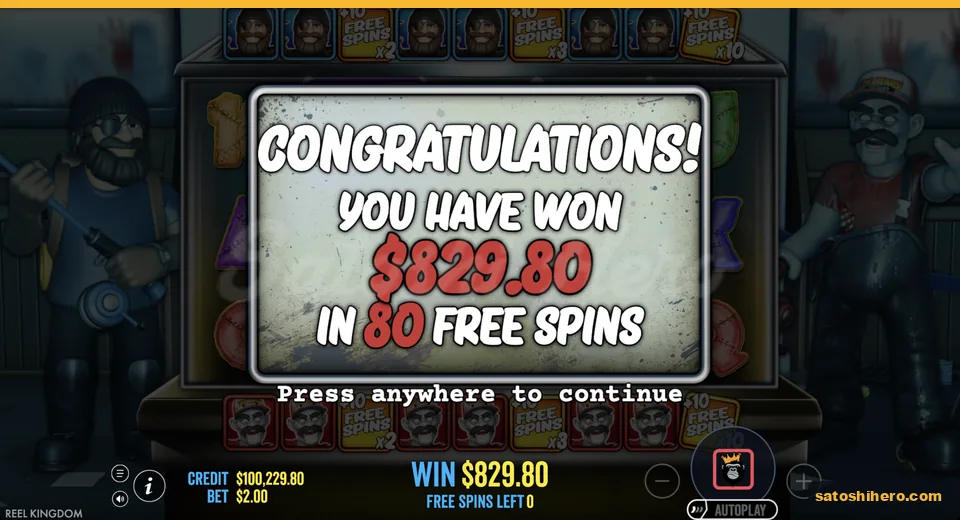 Super free spins closes on $829.80 win