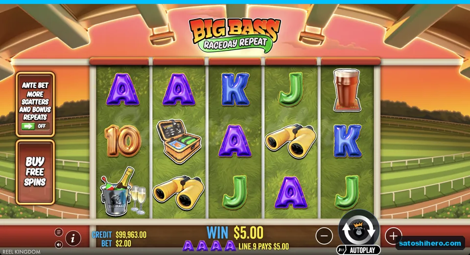 Line win pays $5.00 with four Aces