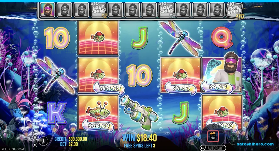 Bought free spins show fisherman beside five fish