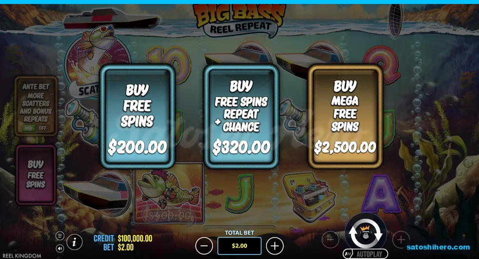 Buy menu opens with three feature prices