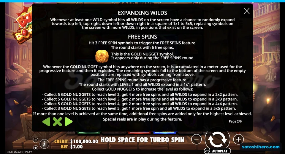 Rules panel shows wild sizes and level thresholds
