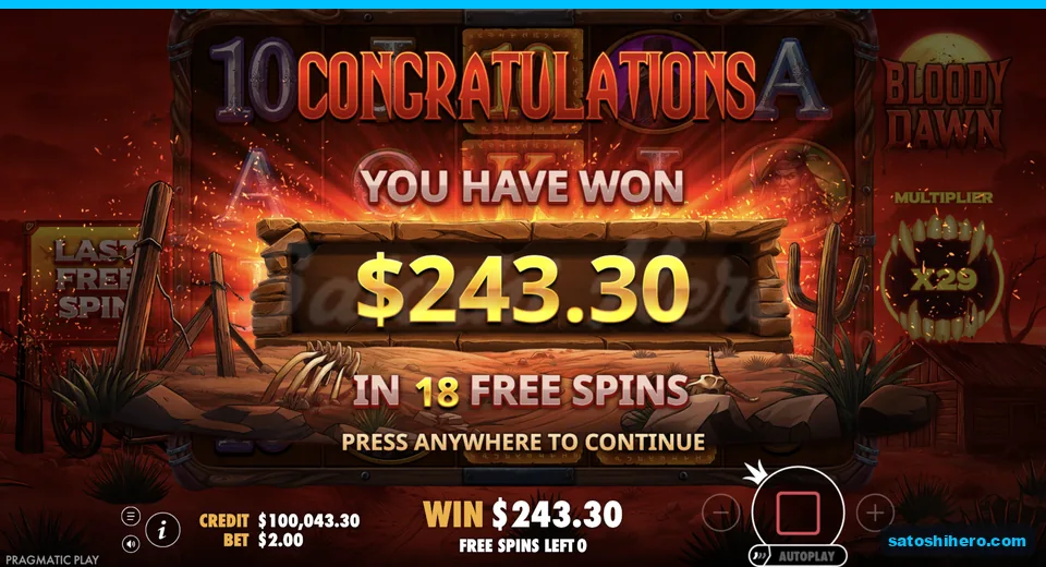 Win total lands at $243.30