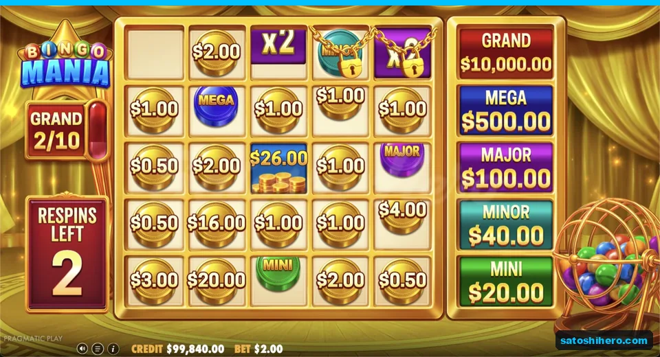 Feature grid fills with coins and prizes