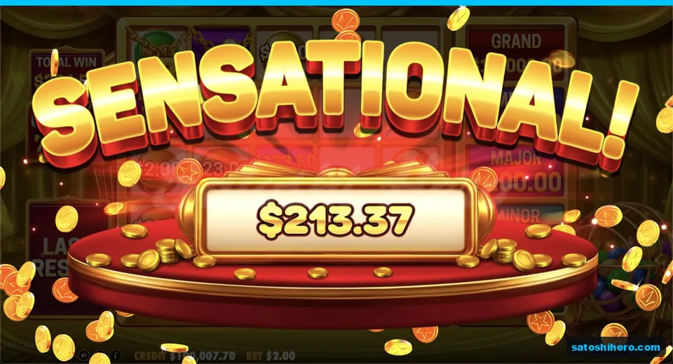 Total win screen celebrates $213.37