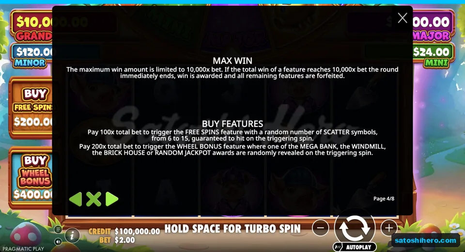 Rules page shows win cap and buy prices