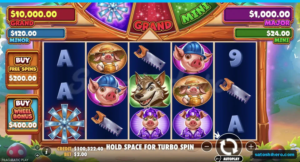 Wild and Wheel Bonus symbols land together