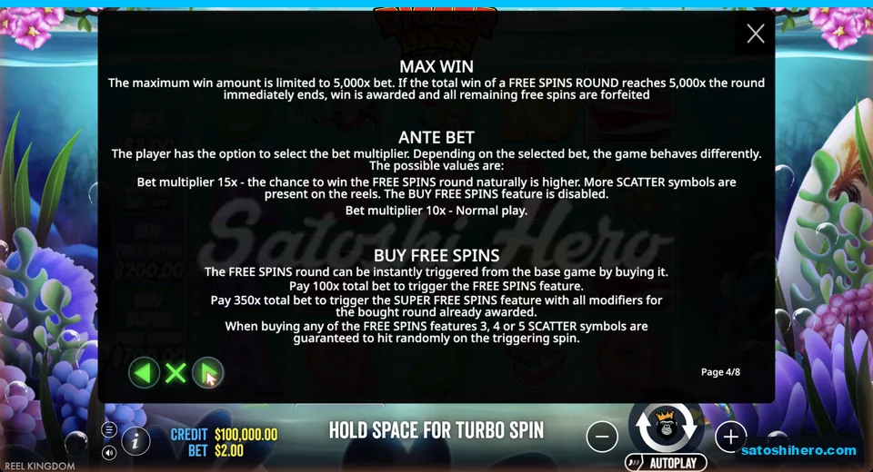Feature page shows max win and buy prices