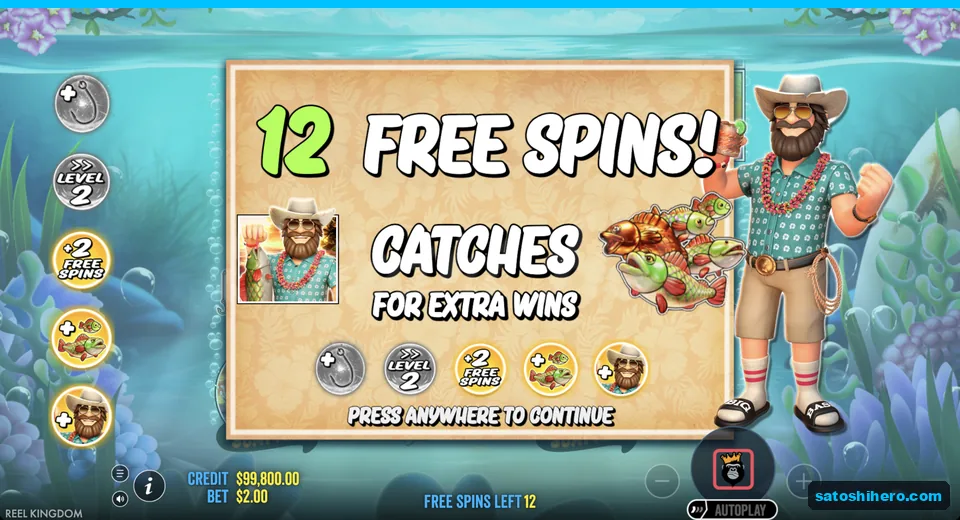 Free Spins screen reveals four modifier icons