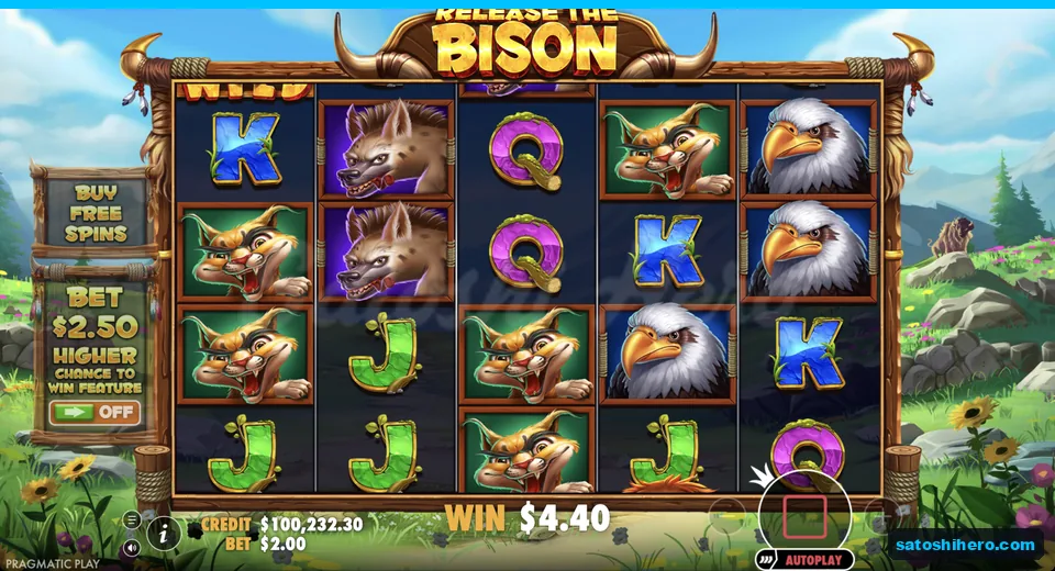 Line win resolves with a bison wild