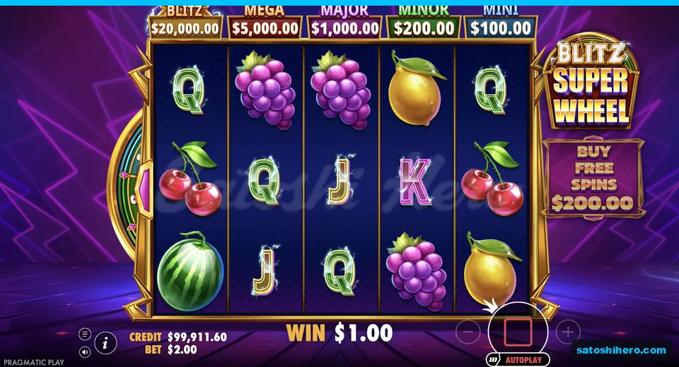 Line win pays one dollar on grapes
