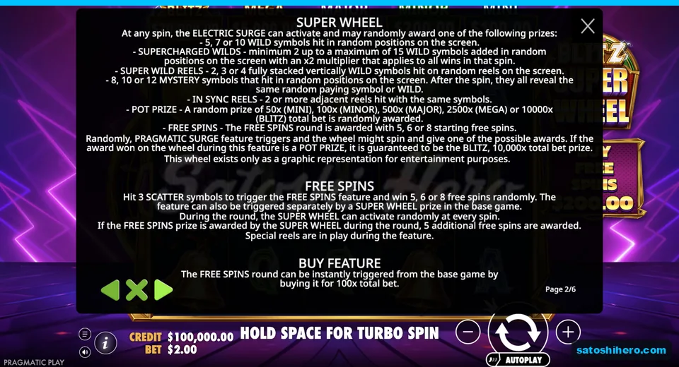 Rules page explains the Super Wheel awards