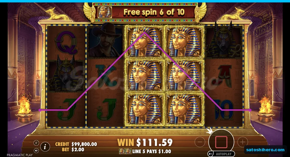 Pharaoh expands across two reels mid-round