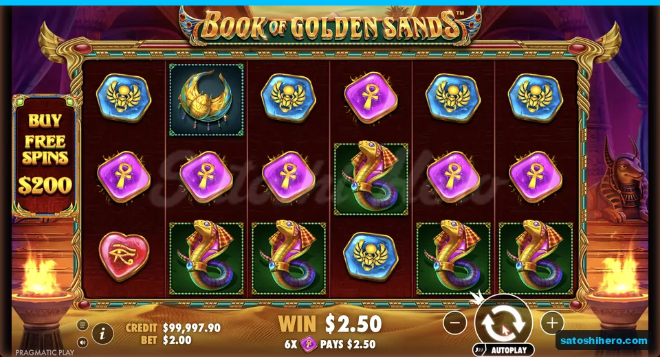 Line win settles on golden pharaoh masks