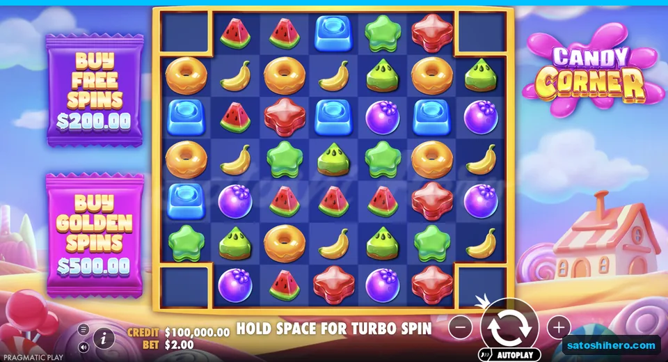 Base grid rests with candies and buy signs