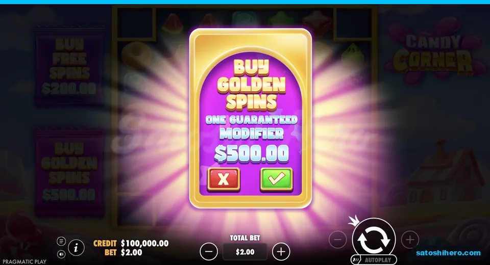 Golden buy panel opens at $500.00 cost