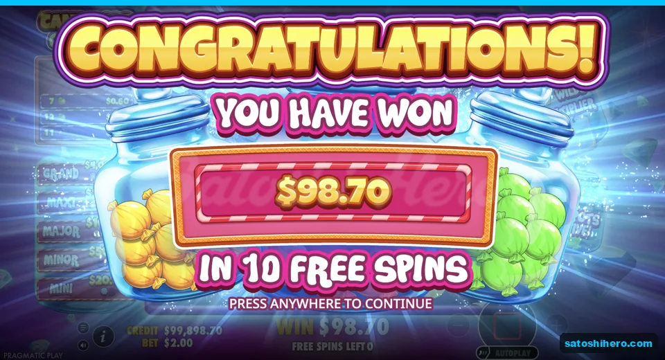 Collect screen confirms ninety eight dollars