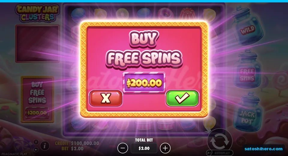 Buy panel opens at two dollar bet
