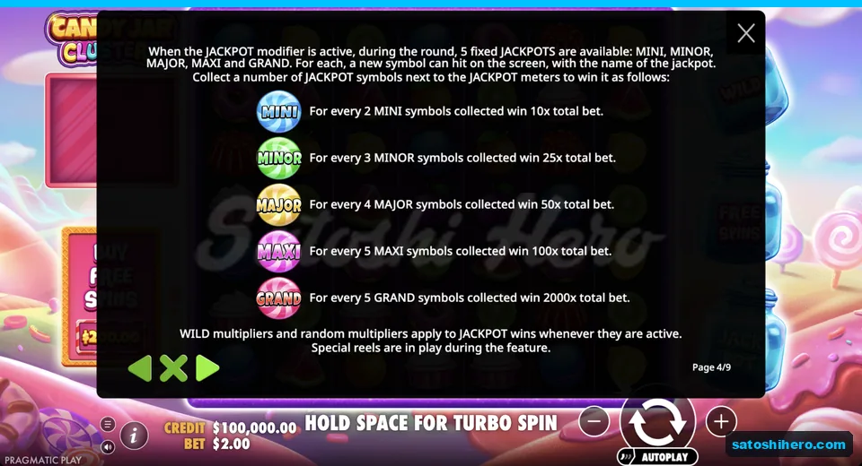 Rules page lists jackpot prize ladder