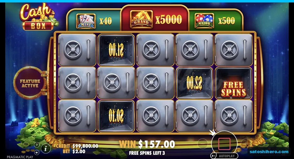 Free spins total reaches $157 with three spins left