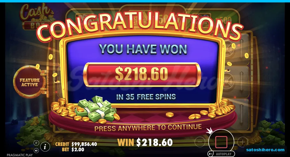 Collect screen shows $218.60 over 35 spins
