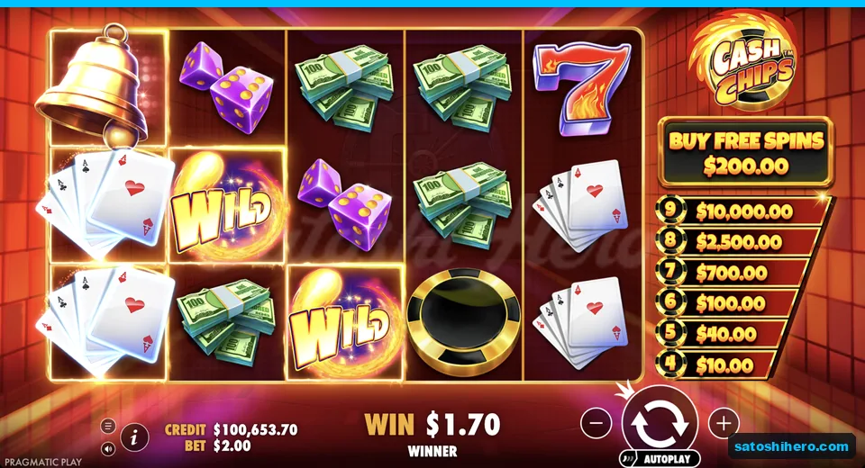 Line win resolves with wild coins and cash stacks