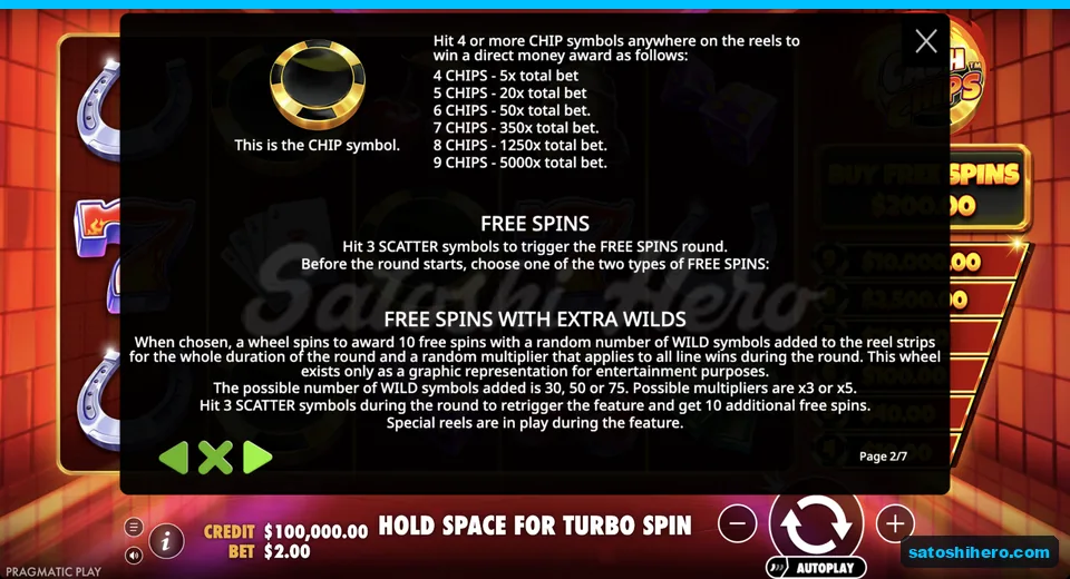 Rules page shows chip awards and extra wilds