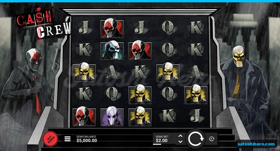Masked crew flanking a settled 5x5 grid