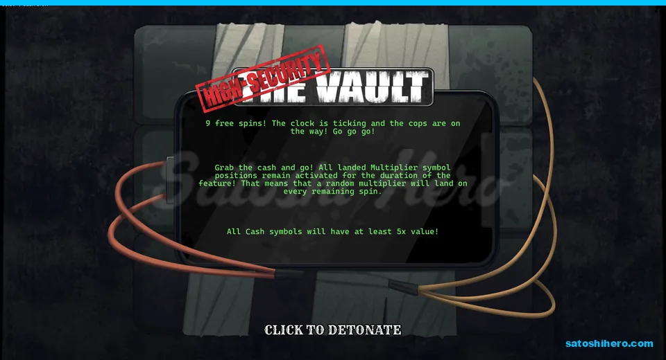 High-Security Vault intro showing nine free spins
