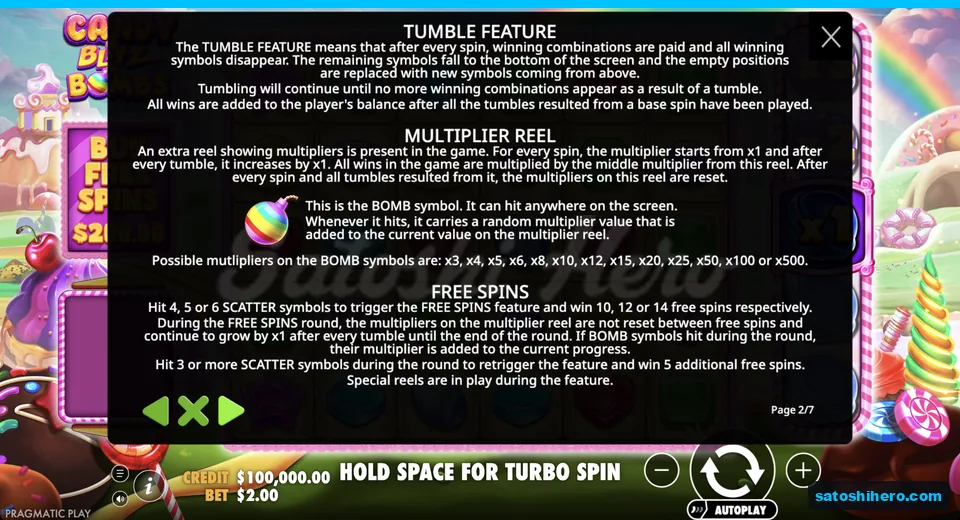 Rules page explains tumble and bomb values
