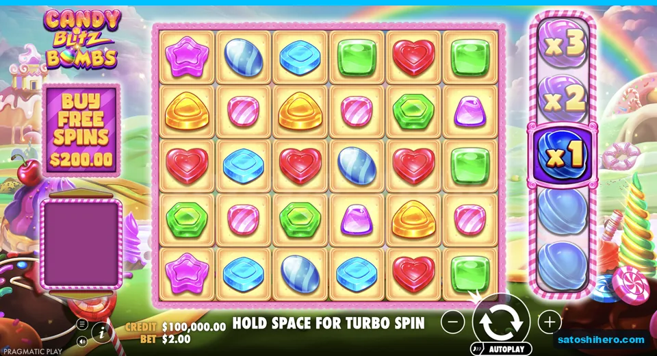 Base spin shows candies and multiplier reel