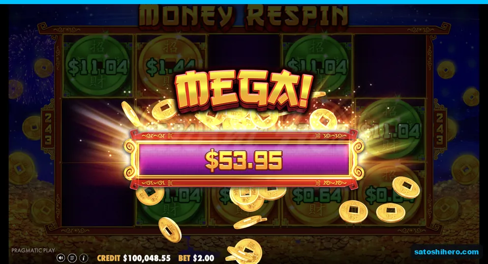 Mega payout screen shows $53.95 total