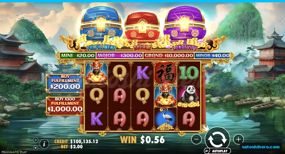 Line win resolves with red fu wilds