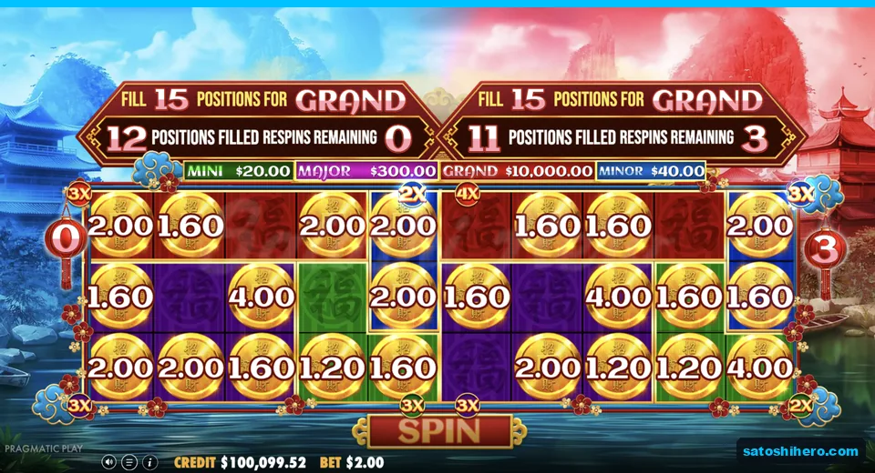 Double grid respin holds locked money coins